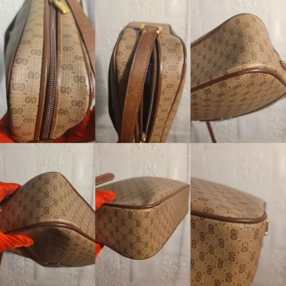 Gucci Micro Gg Interlocking Supreme Canvas Camel Leather CrossBody Bag AUTHENTIC - Picture 12 of 16